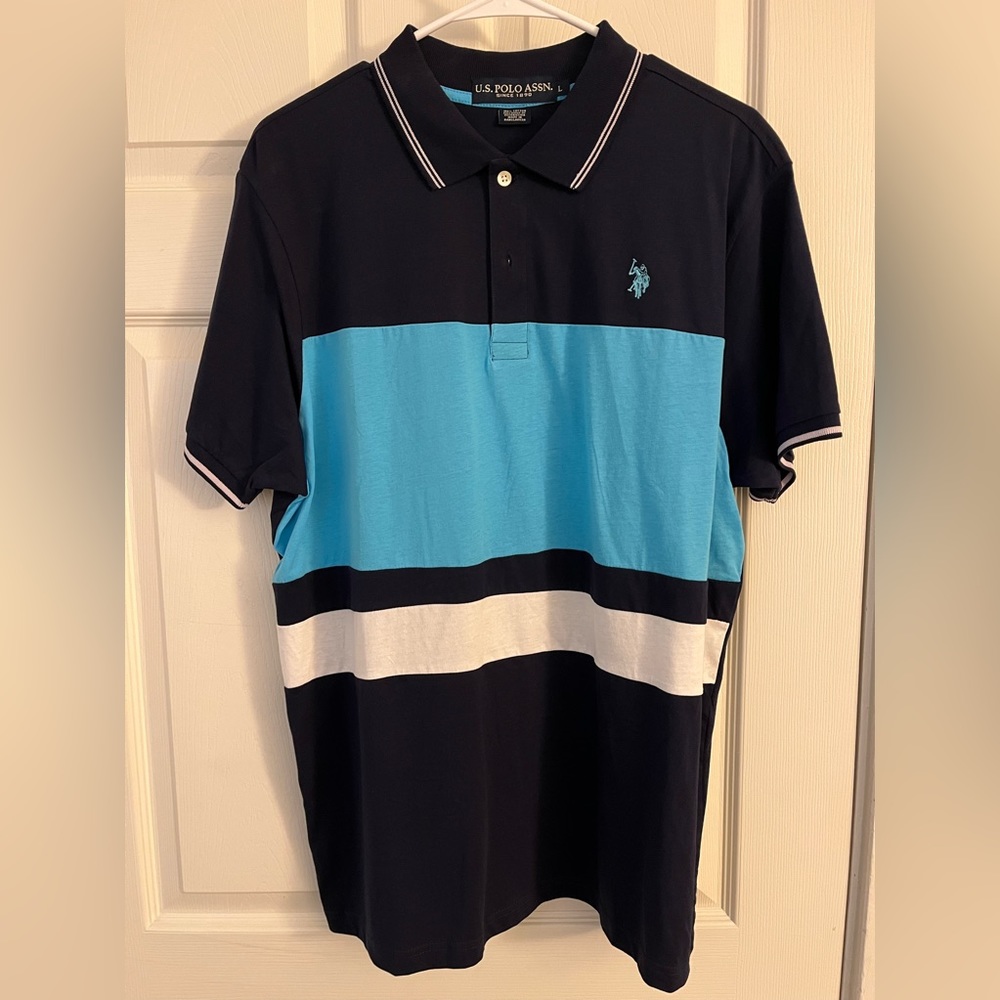 Blue/White Short Sleeve Polo Shirt